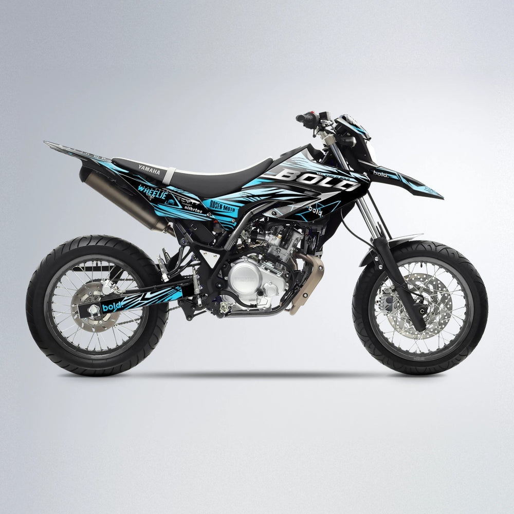 SEBBE ROSEN Yamaha WR 125X supermoto graphics kit in Light Blue & White