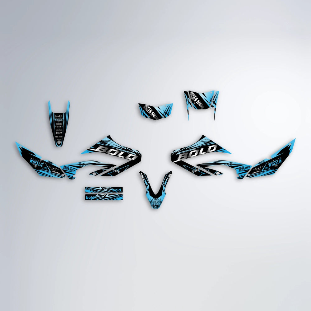 SEBBE ROSEN Yamaha WR 125X graphics kit parts layout in Light Blue & White