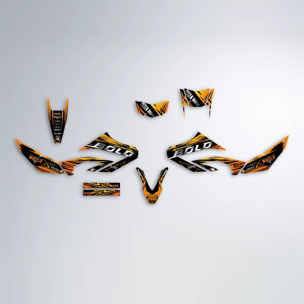 SEBBE ROSEN Yamaha WR 125X graphics kit parts layout in Orange & Yellow