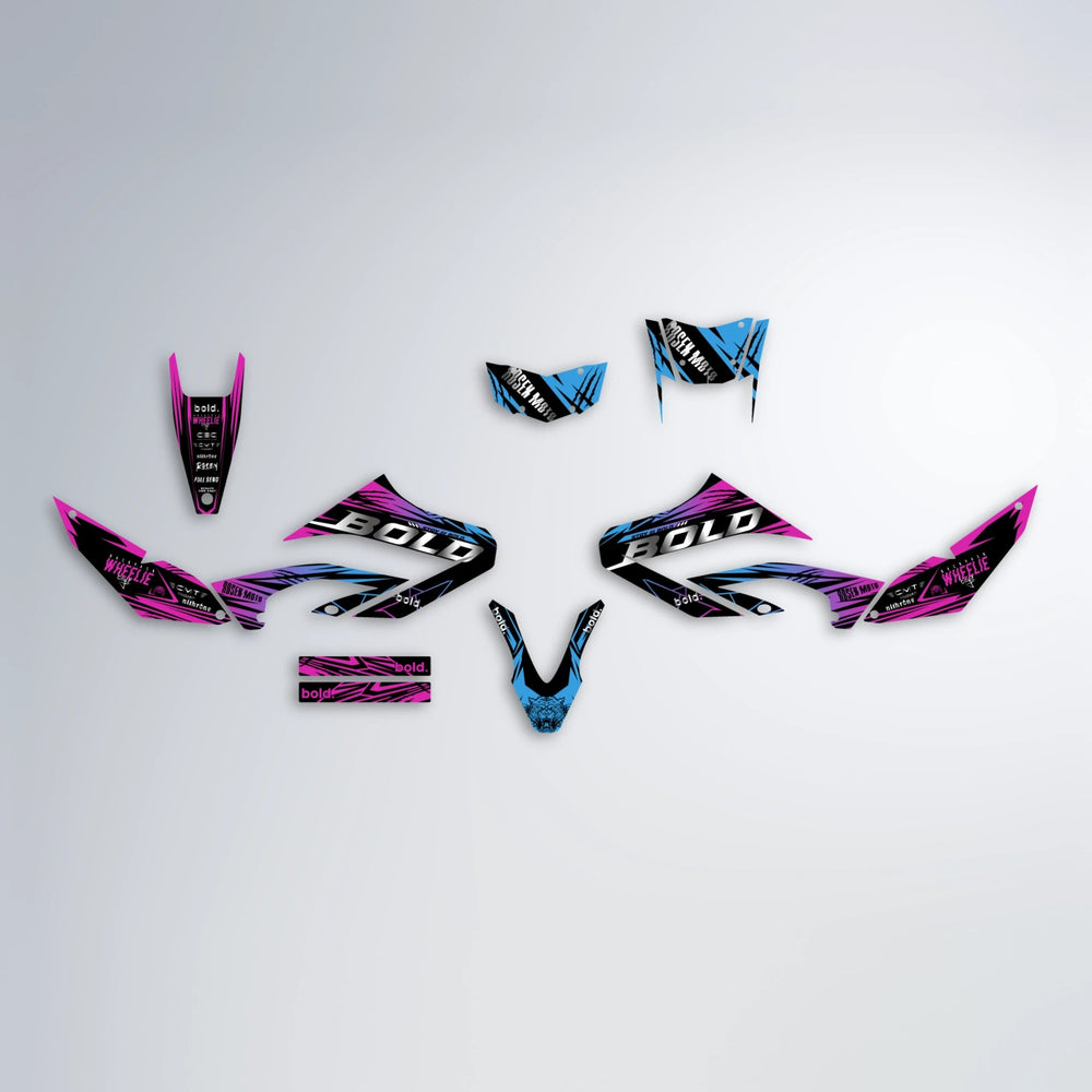SEBBE ROSEN Yamaha WR 125X graphics kit parts layout in Pink & Light Blue