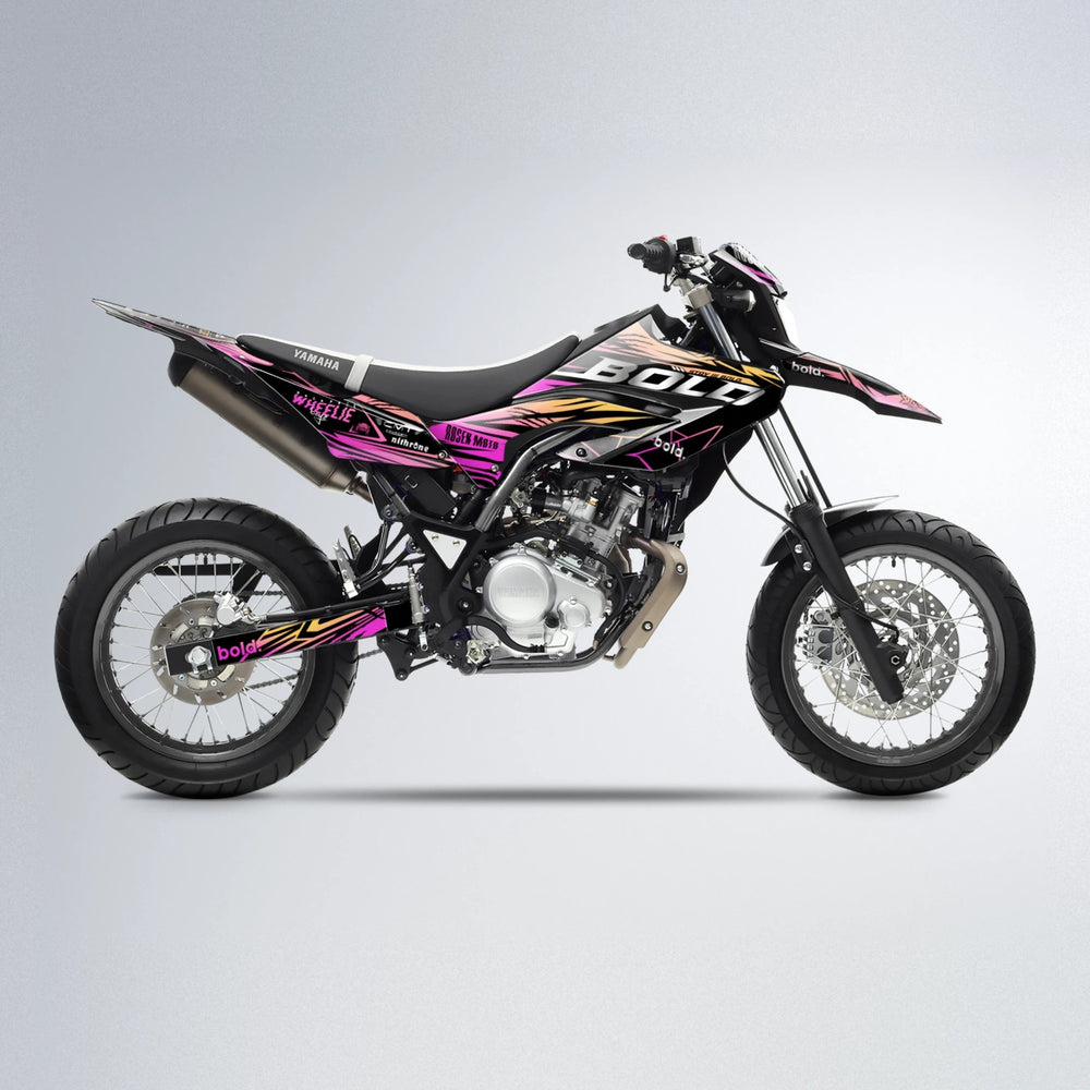 SEBBE ROSEN Yamaha WR 125X supermoto graphics kit in Pink & Yellow