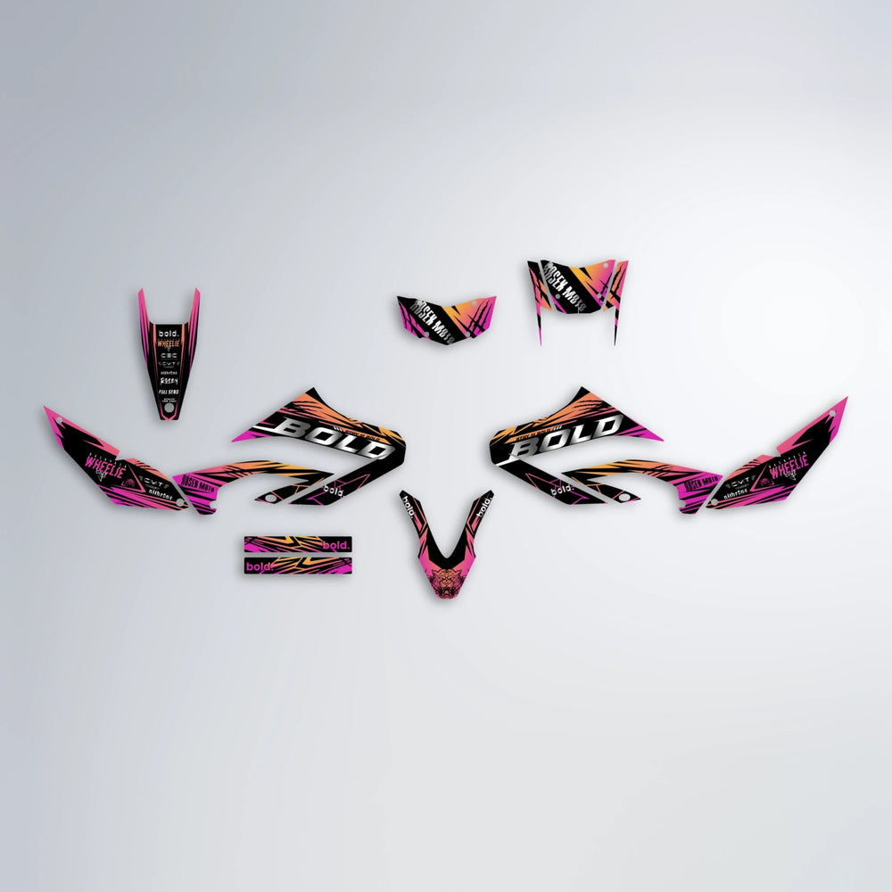 SEBBE ROSEN Yamaha WR 125X graphics kit parts layout in Pink & Yellow