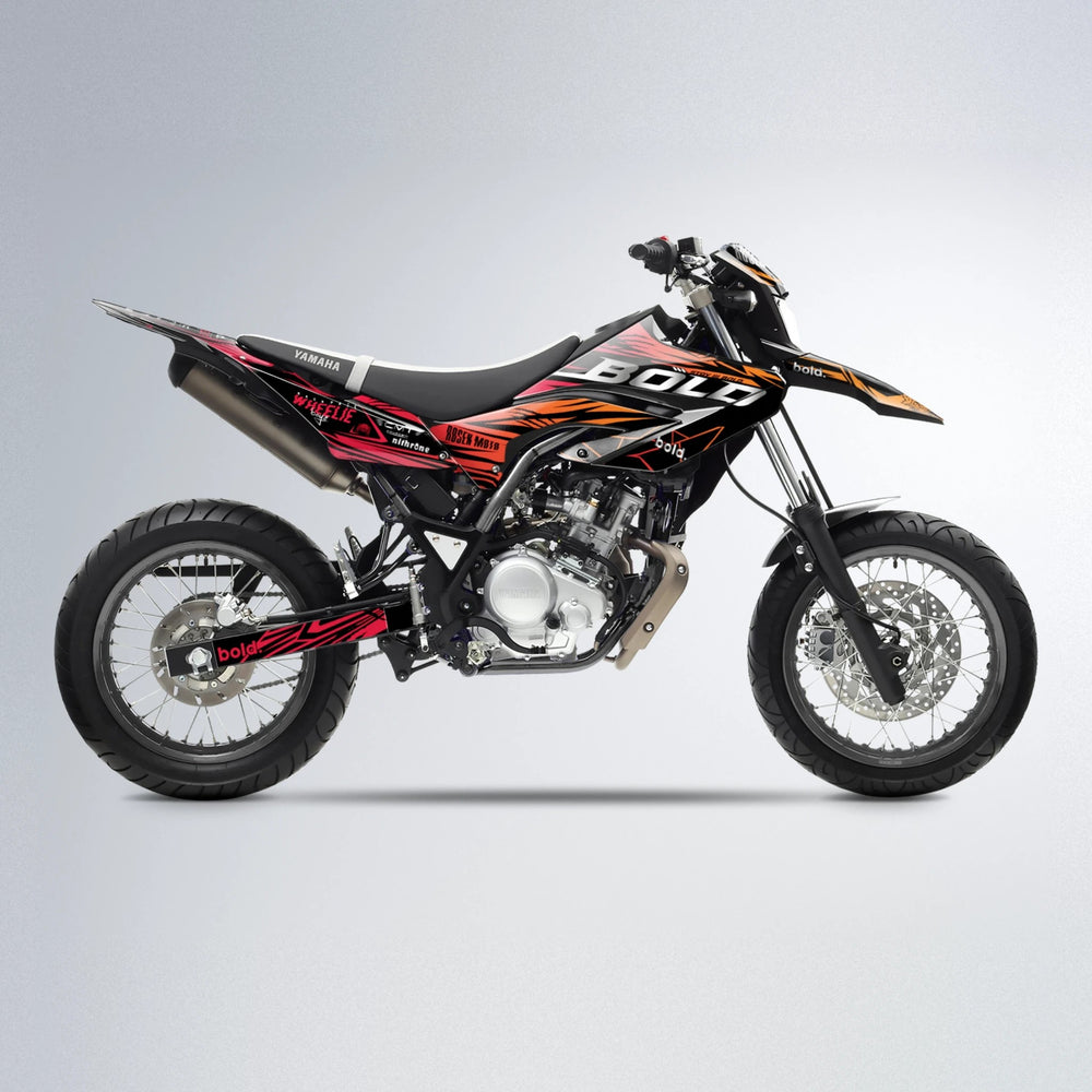 SEBBE ROSEN Yamaha WR 125X supermoto graphics kit in Red & Orange
