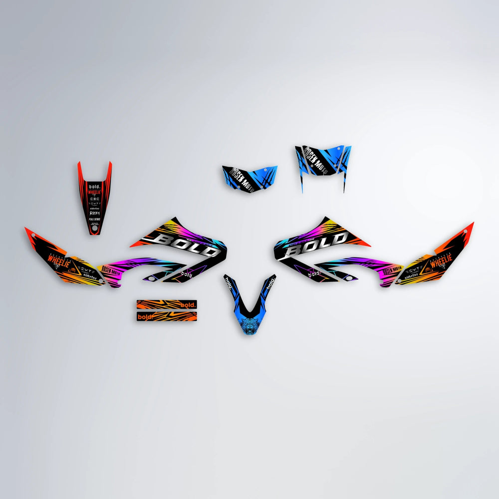 SEBBE ROSEN Yamaha WR 125X graphics kit parts layout in Sunset Fade