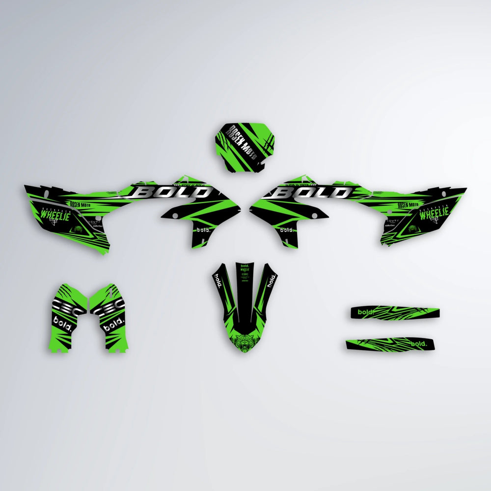 SEBBE ROSEN Yamaha YZF MX graphics kit parts layout in Green