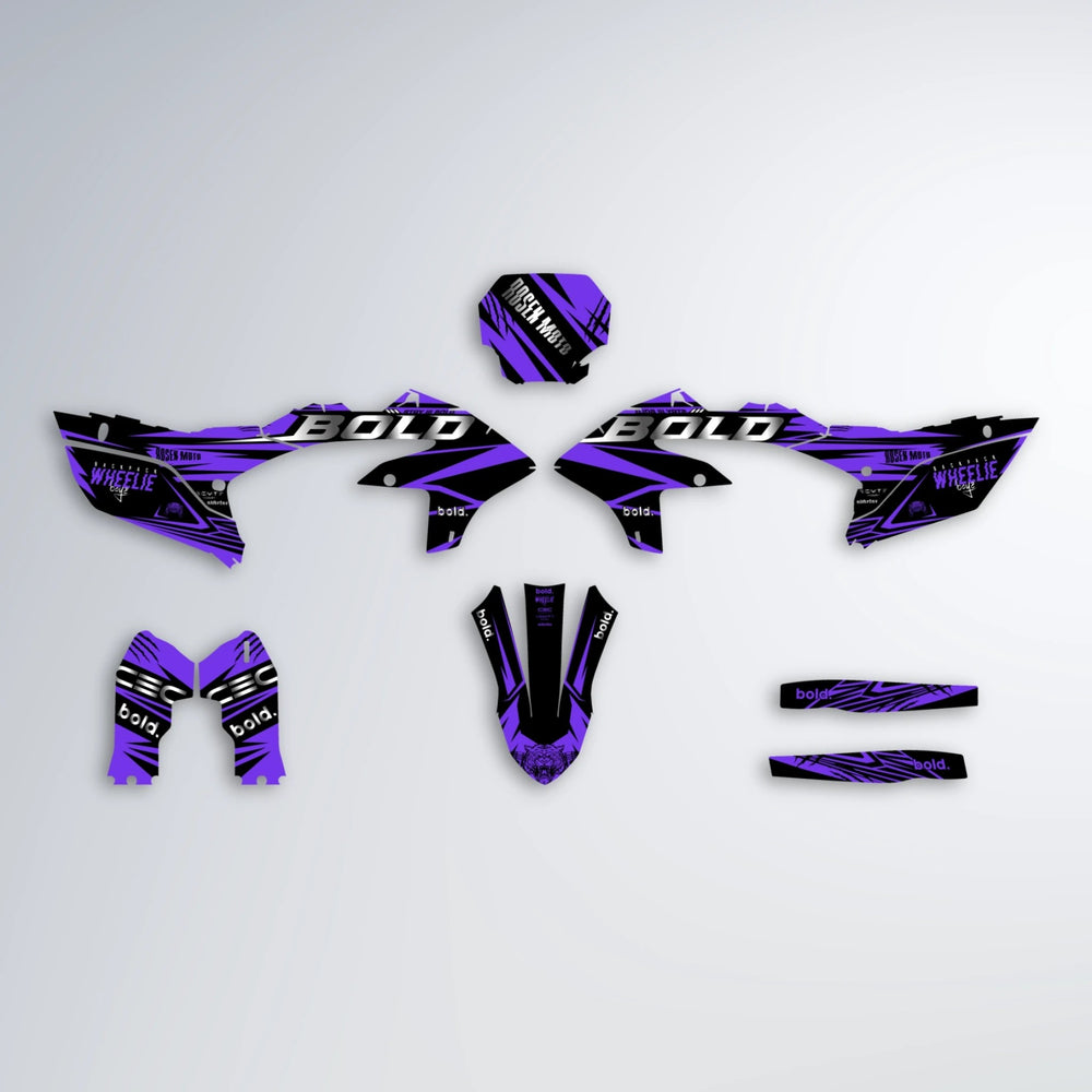 SEBBE ROSEN Yamaha YZF MX graphics kit parts layout in Purple