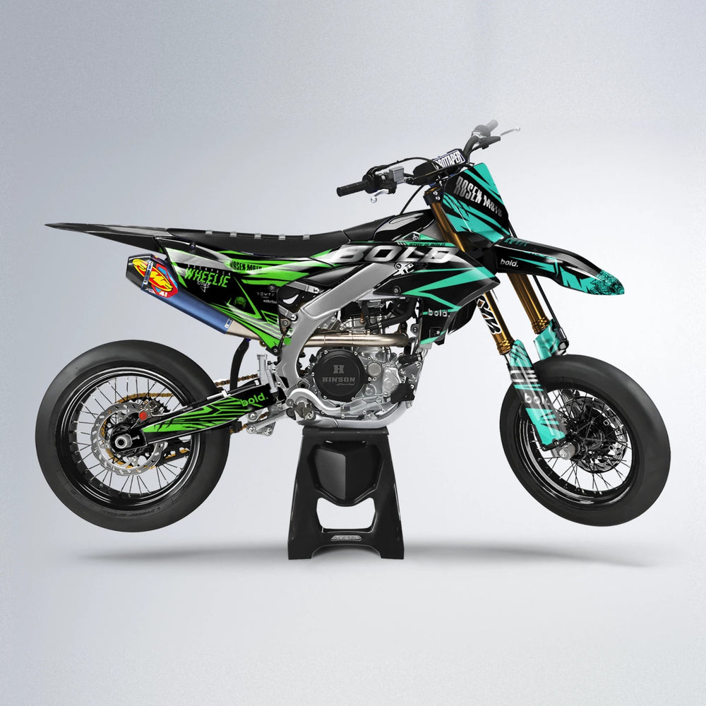 SEBBE ROSEN Yamaha YZF SM supermoto graphics kit in Cyan & Green