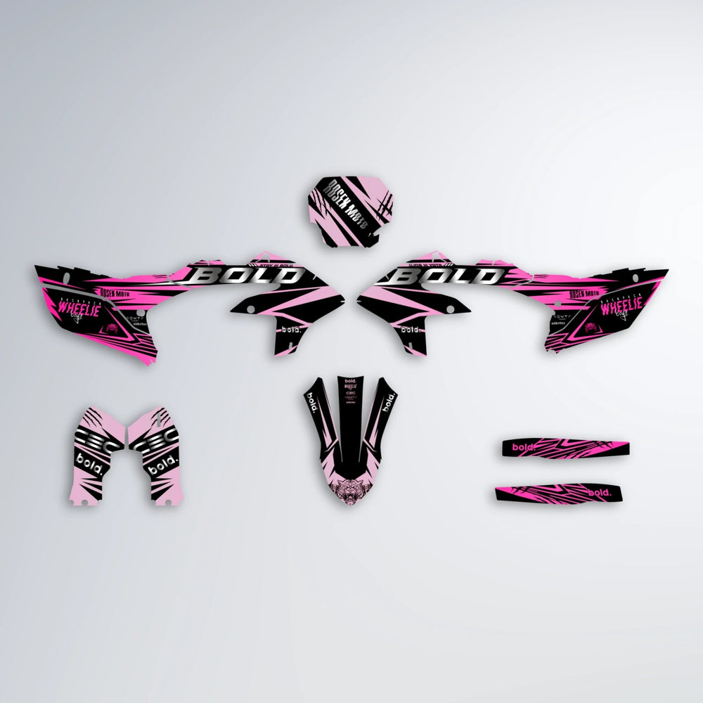 SEBBE ROSEN Yamaha YZF SM graphics kit parts layout in Flamingo