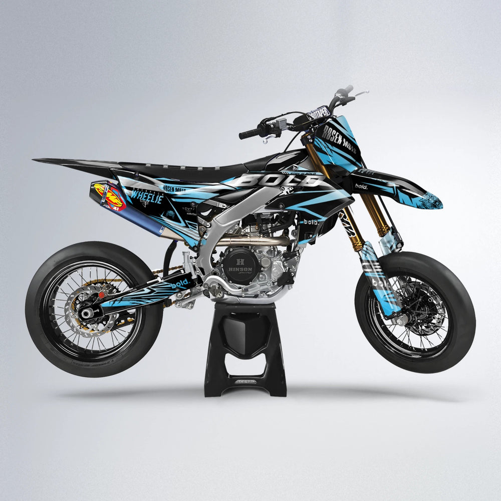 SEBBE ROSEN Yamaha YZF SM supermoto graphics kit in Light Blue & White