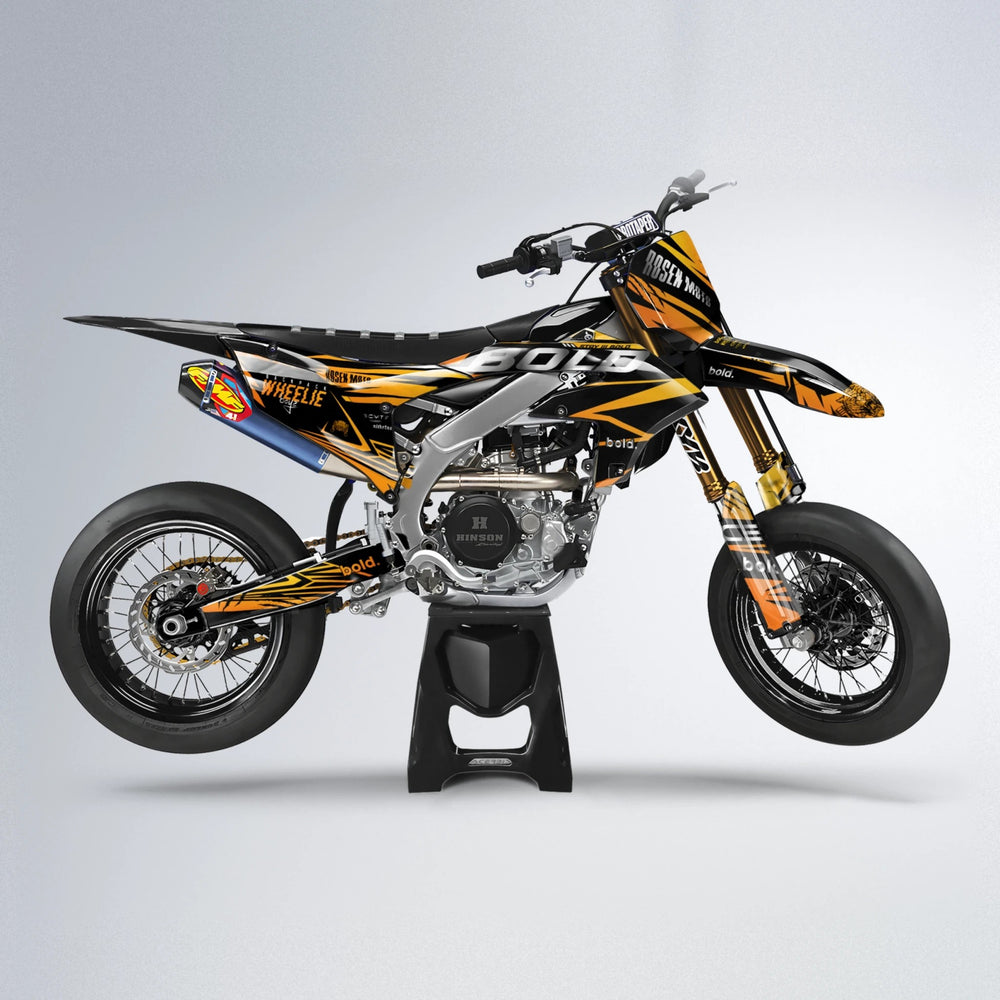SEBBE ROSEN Yamaha YZF SM supermoto graphics kit in Orange & Yellow