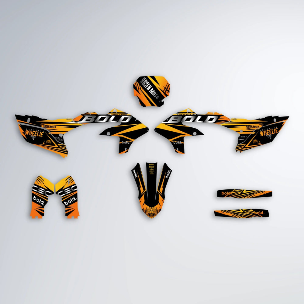 SEBBE ROSEN Yamaha YZF SM graphics kit parts layout in Orange & Yellow