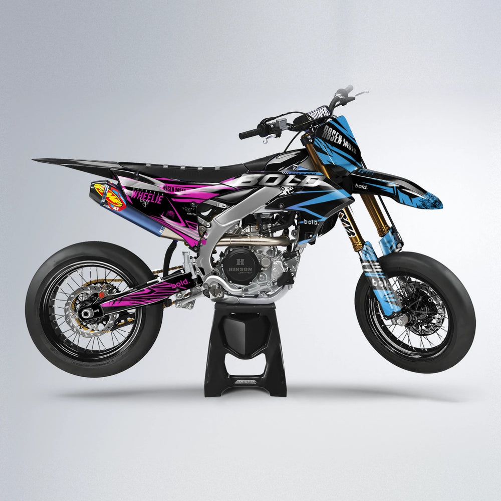 SEBBE ROSEN Yamaha YZF SM supermoto graphics kit in Pink & Light Blue