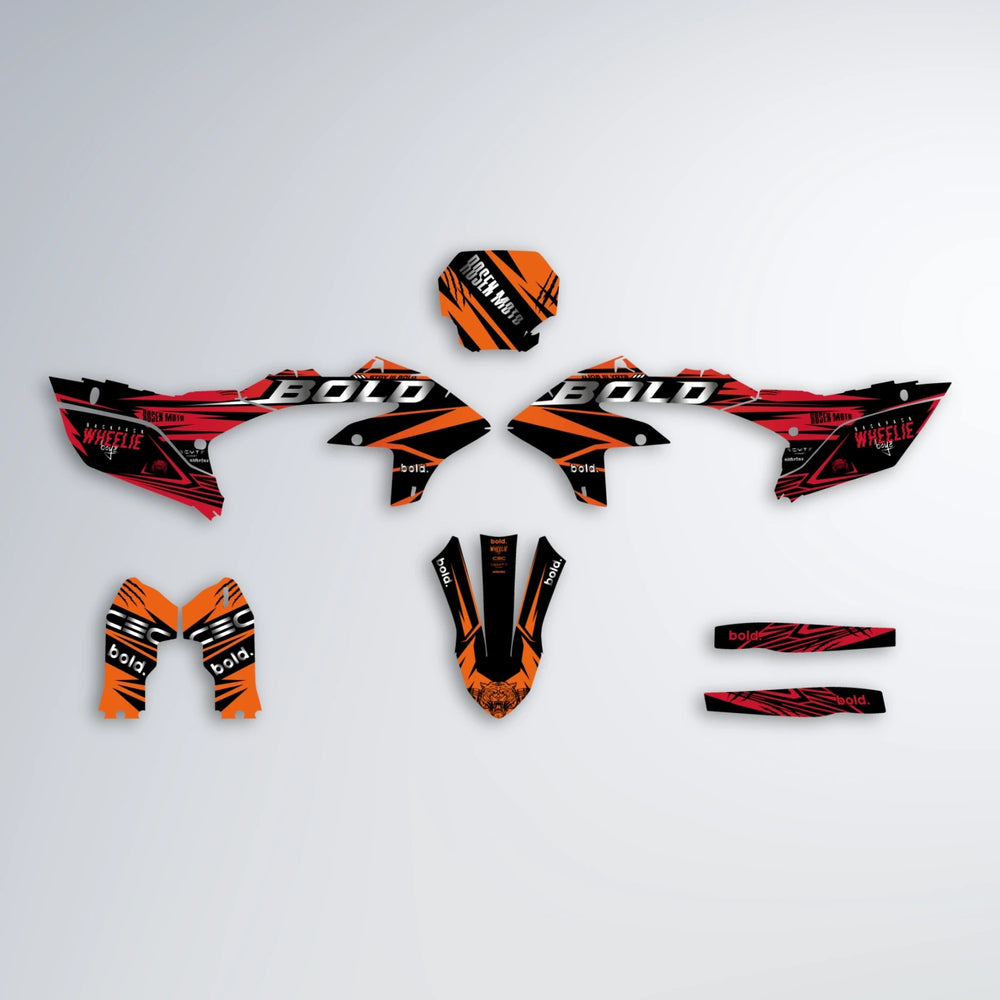 SEBBE ROSEN Yamaha YZF SM graphics kit parts layout in Red & Orange
