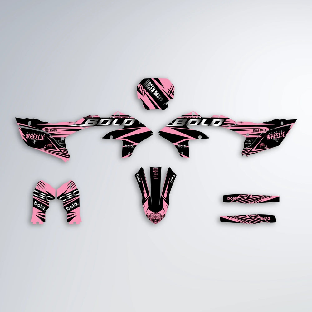 SEBBE ROSEN Yamaha YZF SM graphics kit parts layout in Sakura Pink
