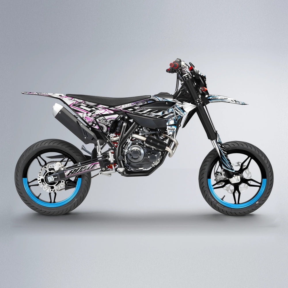 SERPENT Beta supermoto graphics kit in Pink & Light Blue