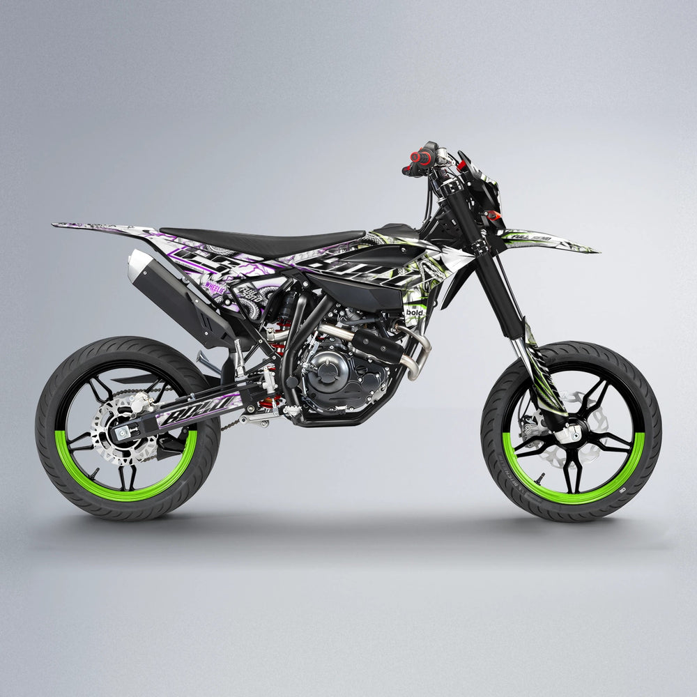 SERPENT Beta supermoto graphics kit in Purple & Yellow
