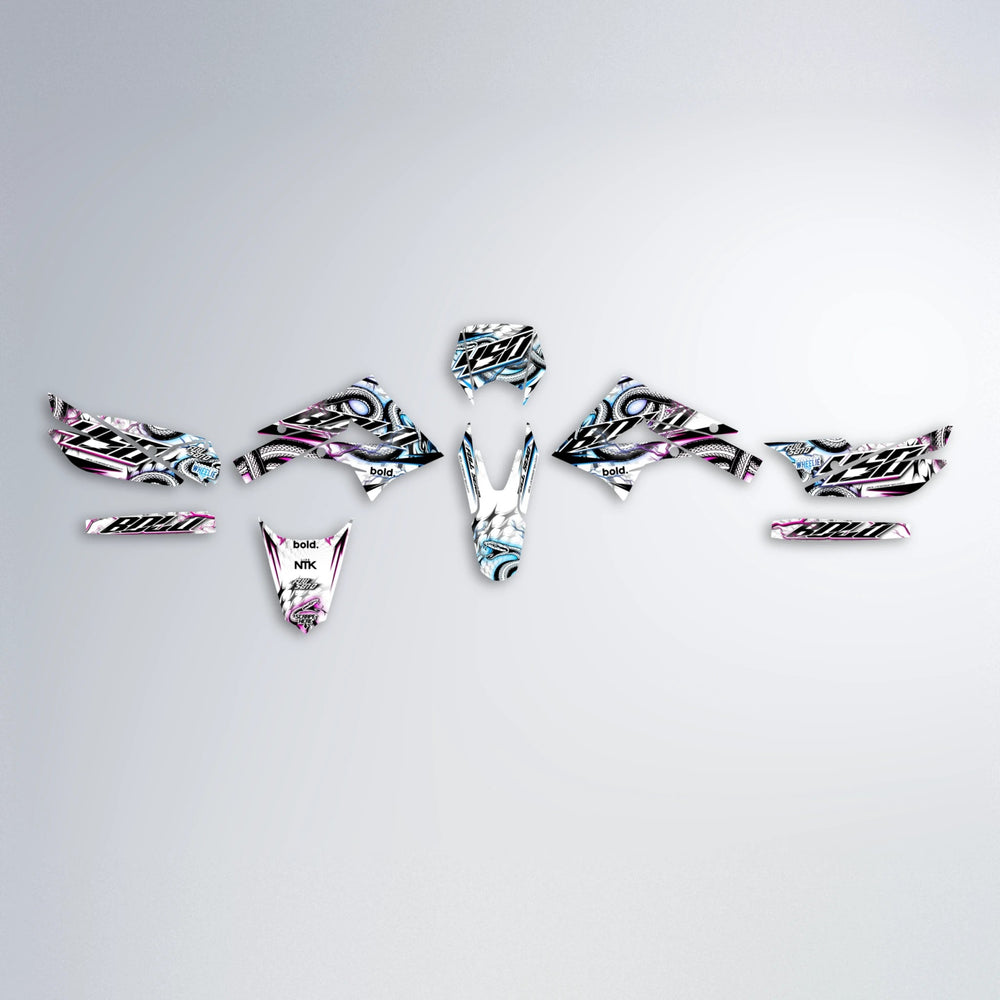 SERPENT Derbi Senda graphics kit parts layout in Pink & Light Blue