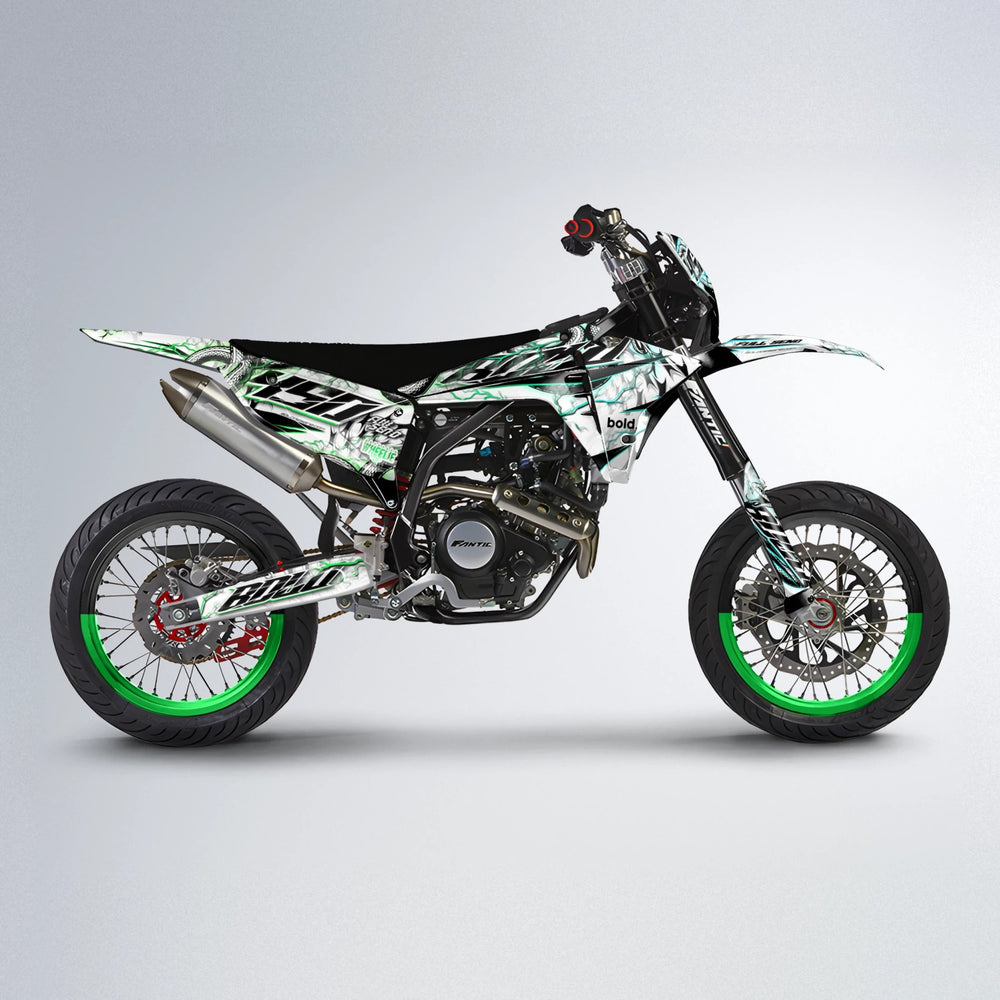 SERPENT Fantic supermoto graphics kit in Cyan & Green