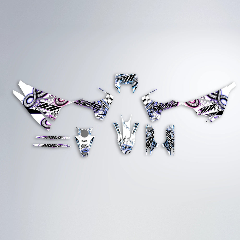 SERPENT Husqvarna 701 graphics kit parts layout in Blue Purple Fade