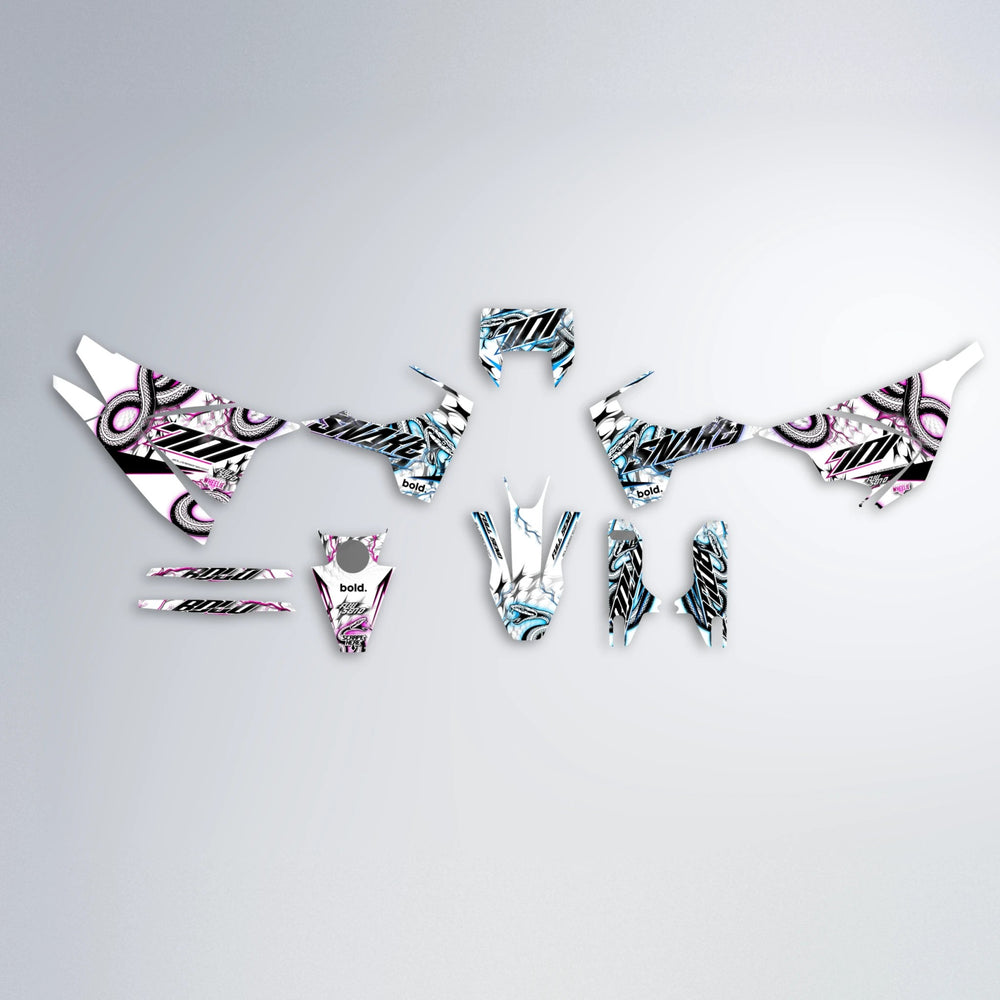 SERPENT Husqvarna 701 graphics kit parts layout in Pink & Light Blue