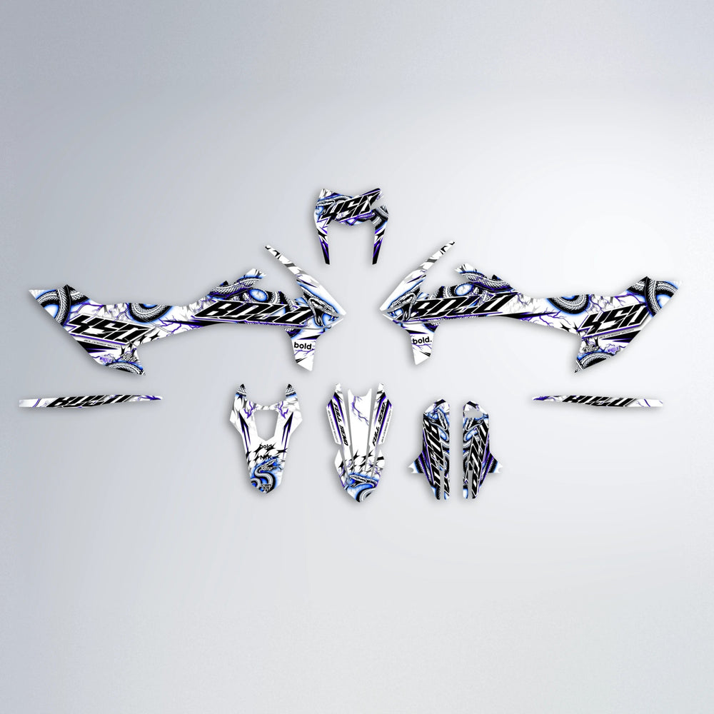 SERPENT KTM SMC 690 graphics kit parts layout in Blue