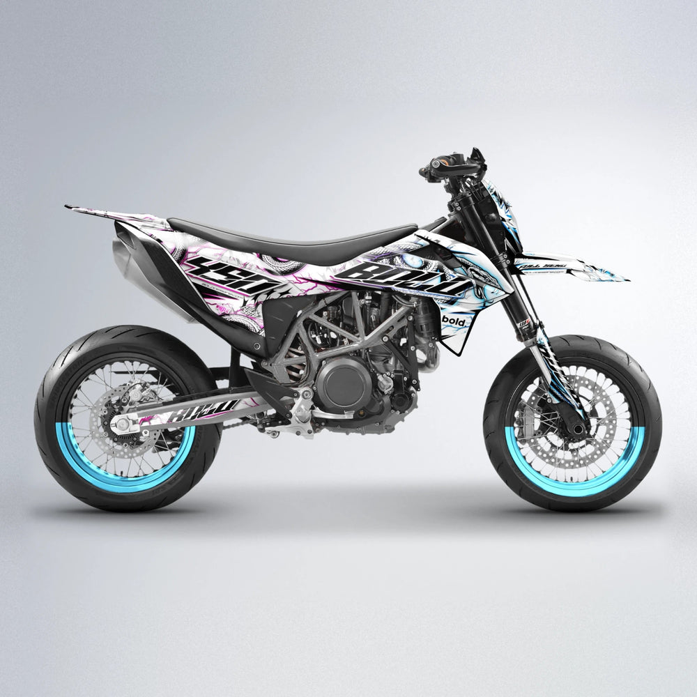 SERPENT KTM SMC 690 supermoto graphics kit in Pink & Light Blue