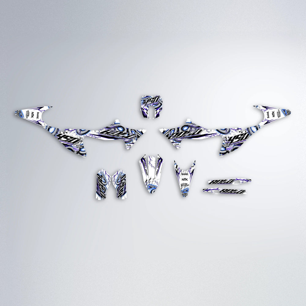 SERPENT Stark Varg MX graphics kit parts layout in Blue