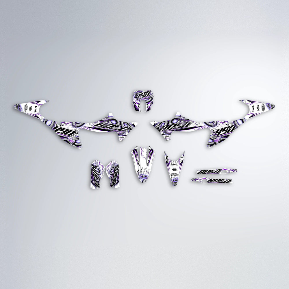 SERPENT Stark Varg MX graphics kit parts layout in Purple