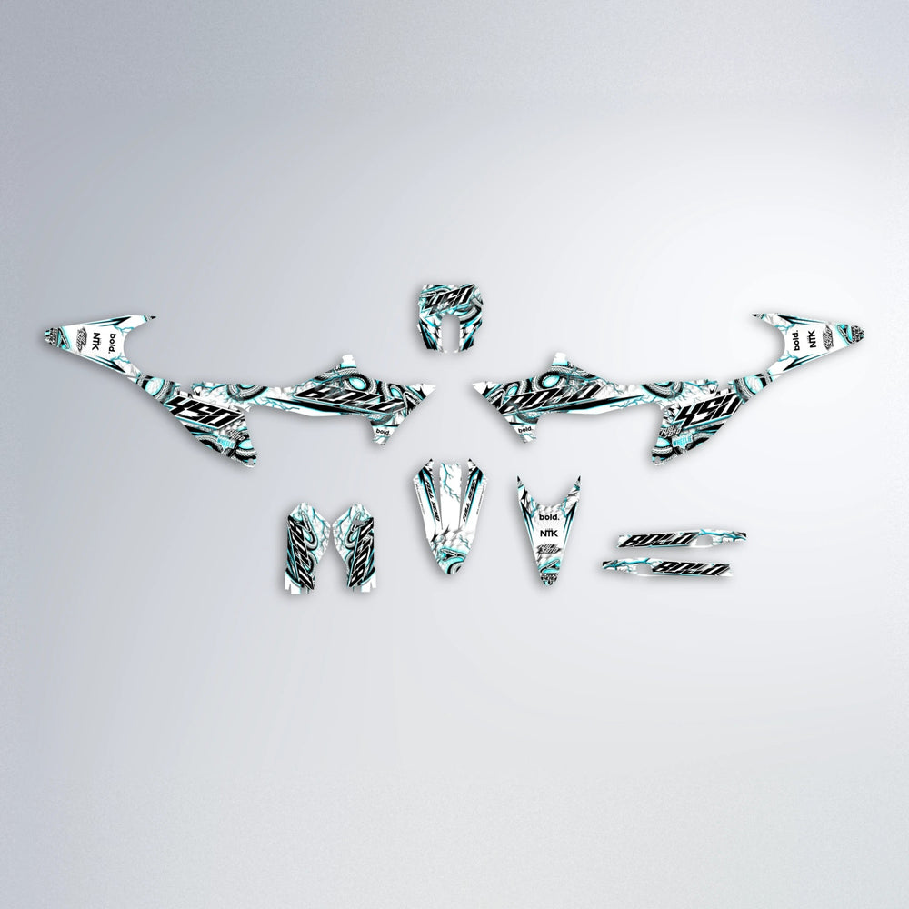 SERPENT Stark Varg MX graphics kit parts layout in Teal