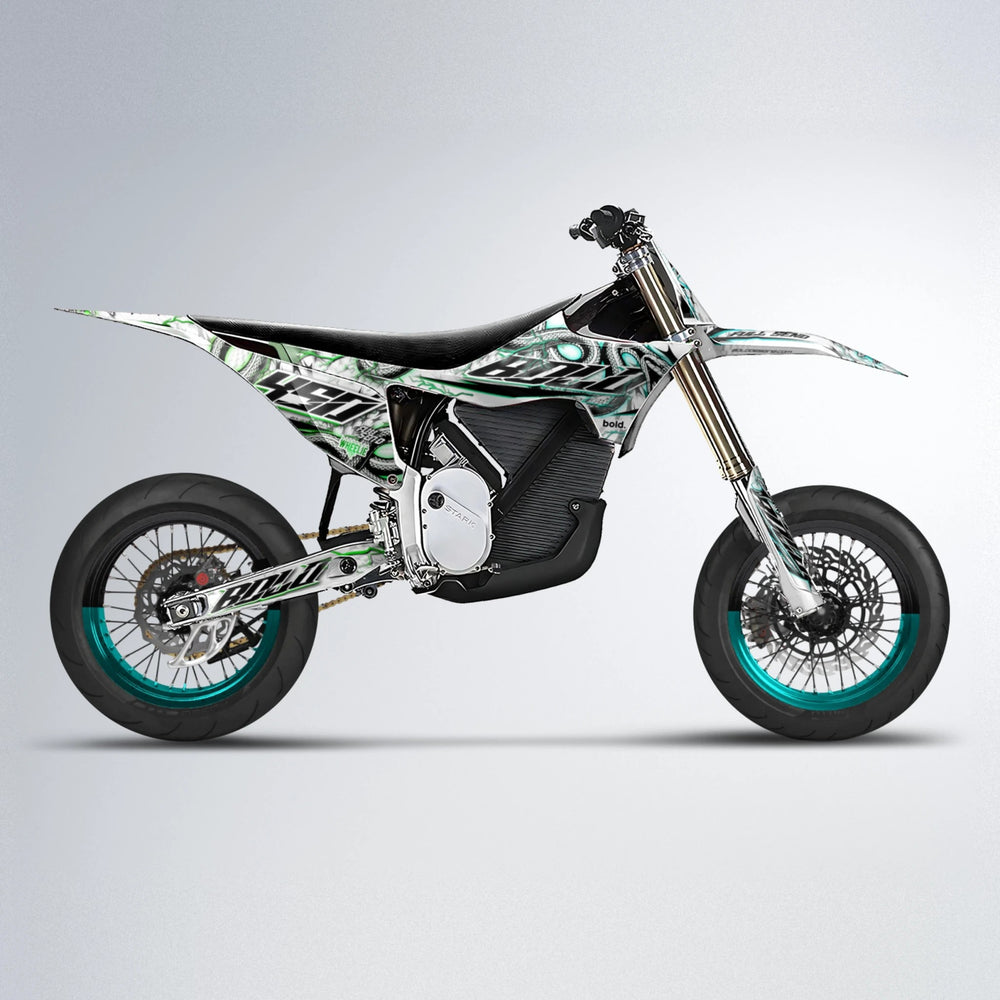 SERPENT Stark Varg SM supermoto graphics kit in Cyan & Green