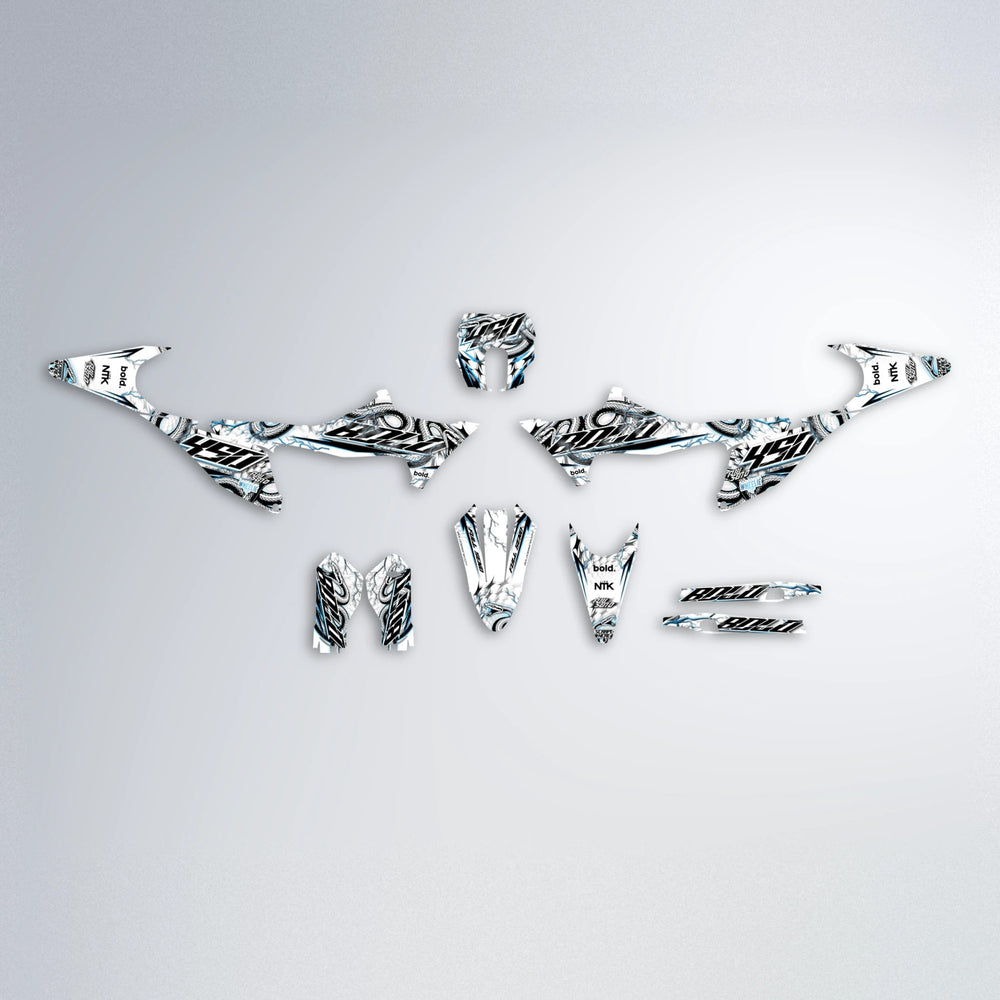 SERPENT Stark Varg SM graphics kit parts layout in Light Blue & White