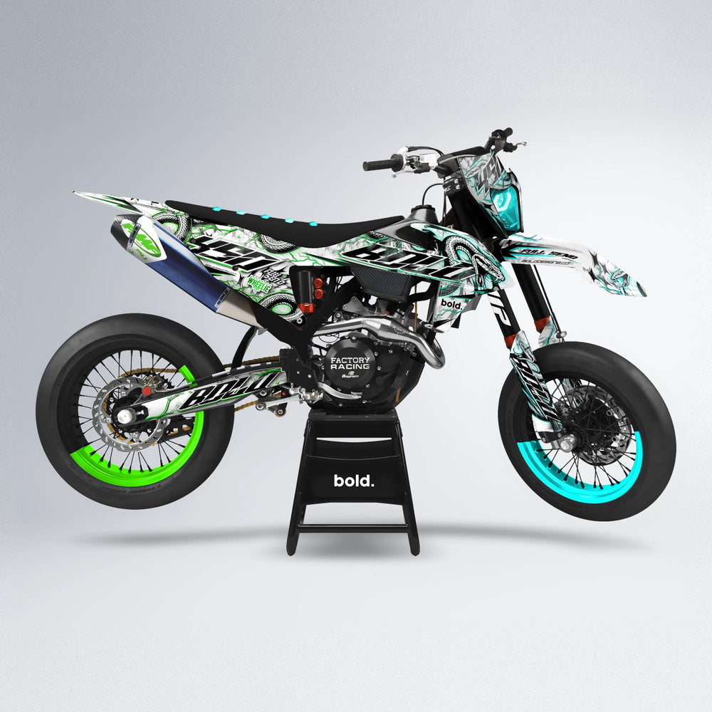 SERPENT supermoto graphics kit in Cyan & Green