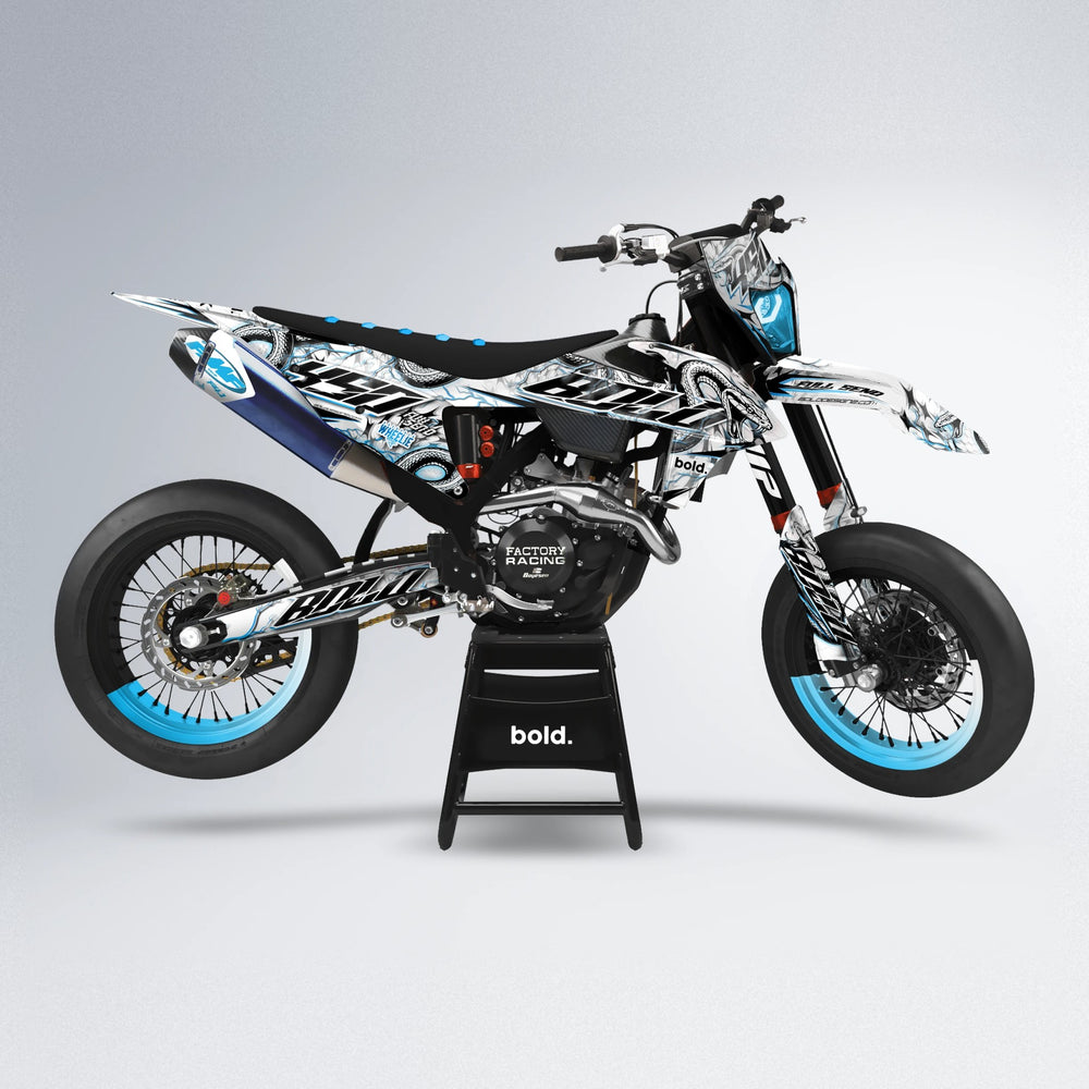 SERPENT supermoto graphics kit in Light Blue & White