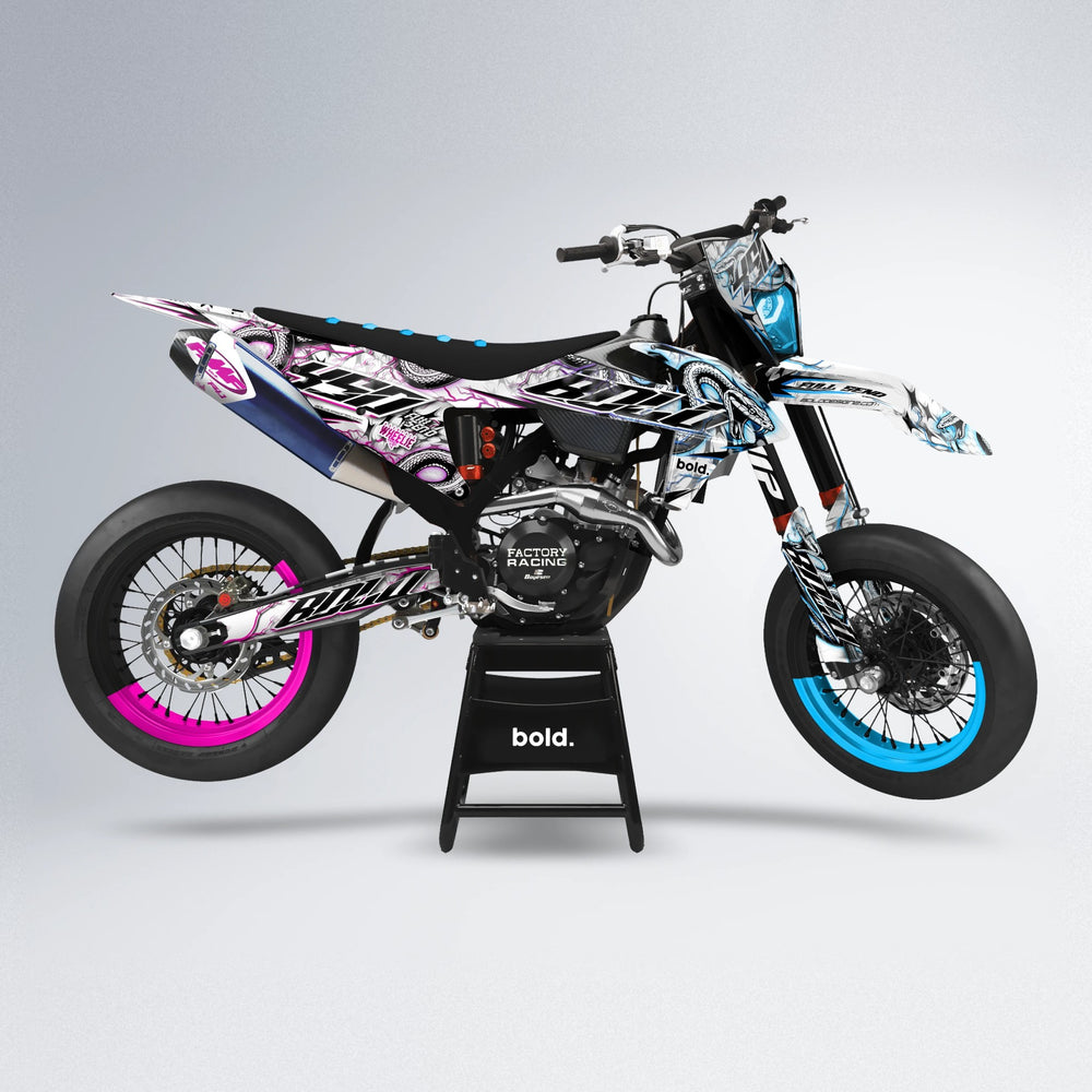 SERPENT supermoto graphics kit in Pink & Light Blue