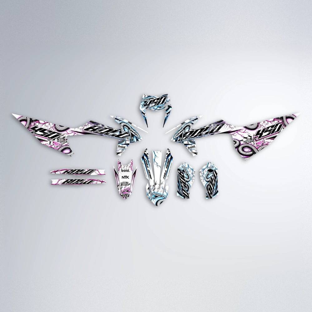 SERPENT graphics kit parts layout in Pink & Light Blue