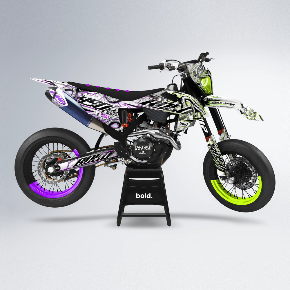 SERPENT supermoto graphics kit in Purple & Yellow