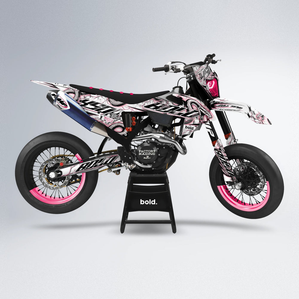 SERPENT supermoto graphics kit in Sakura Pink