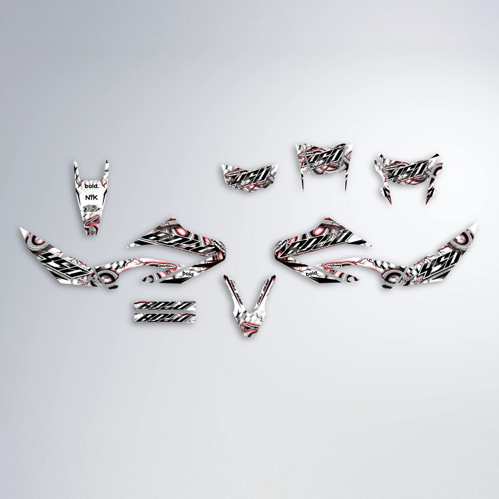 SERPENT Yamaha WR 125X graphics kit parts layout in Black & Red