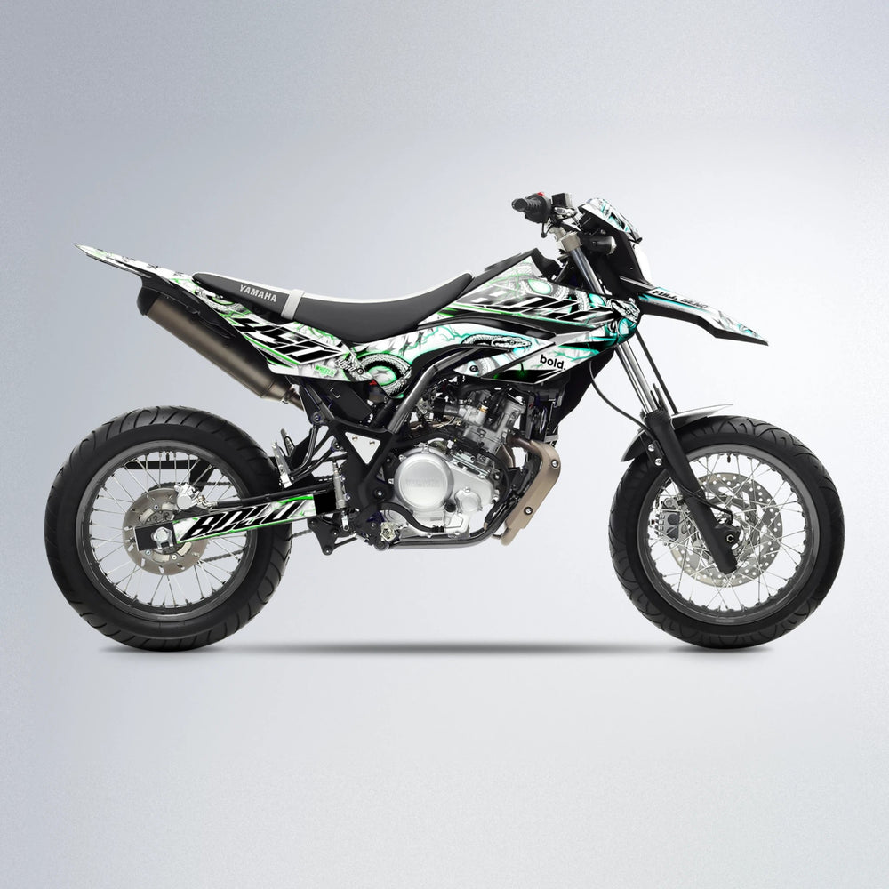 SERPENT Yamaha WR 125X supermoto graphics kit in Cyan & Green