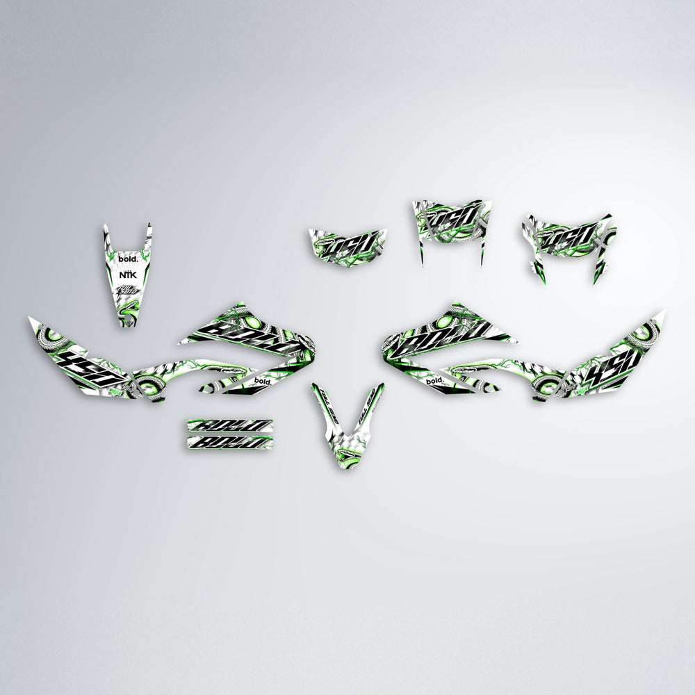 SERPENT Yamaha WR 125X graphics kit parts layout in Green