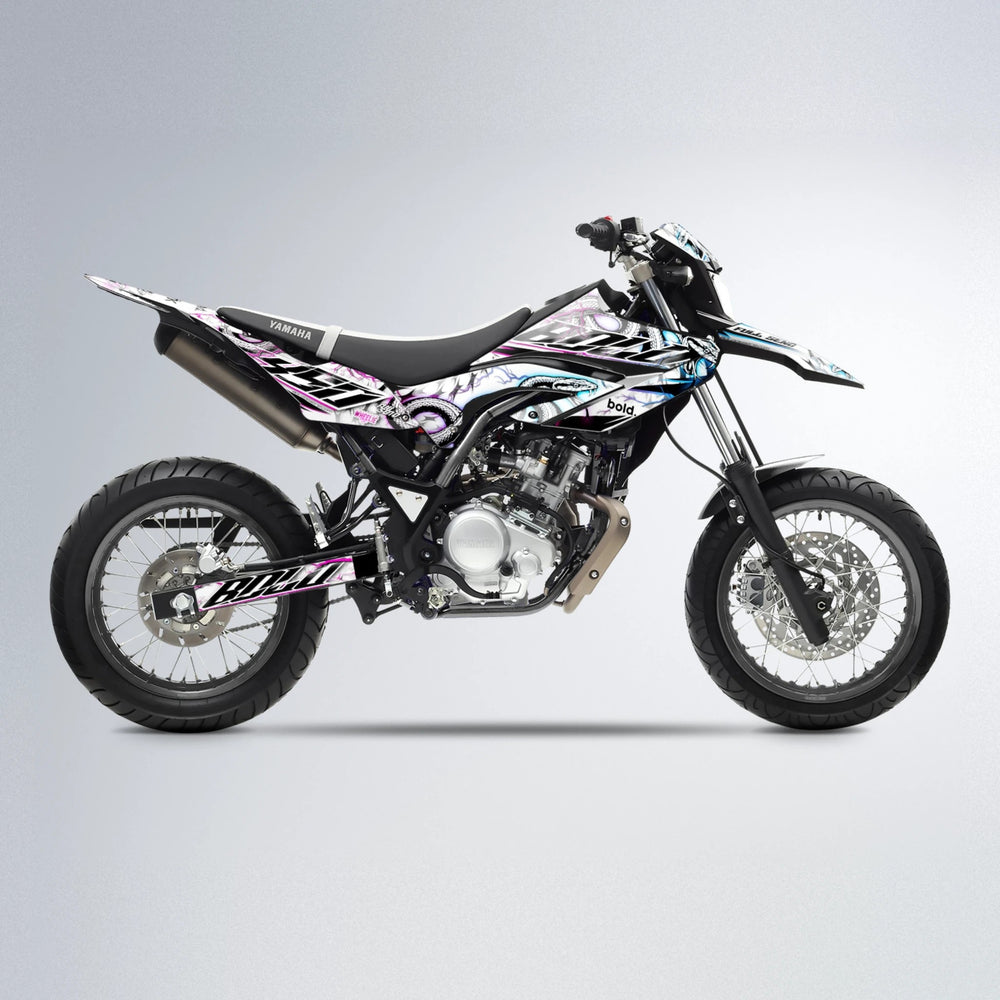 SERPENT Yamaha WR 125X supermoto graphics kit in Pink & Light Blue