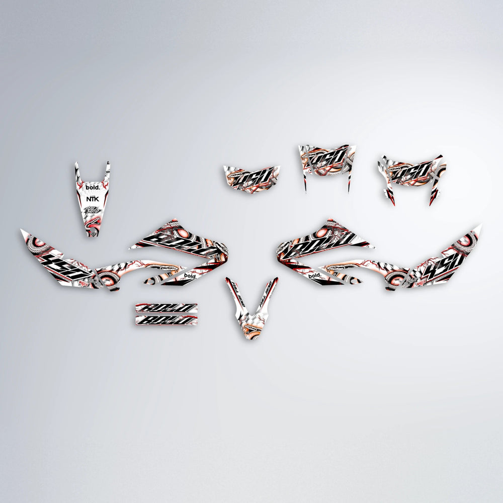 SERPENT Yamaha WR 125X graphics kit parts layout in Red & Orange