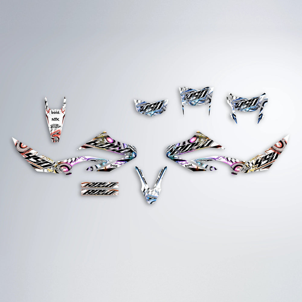 SERPENT Yamaha WR 125X graphics kit parts layout in Sunset Fade