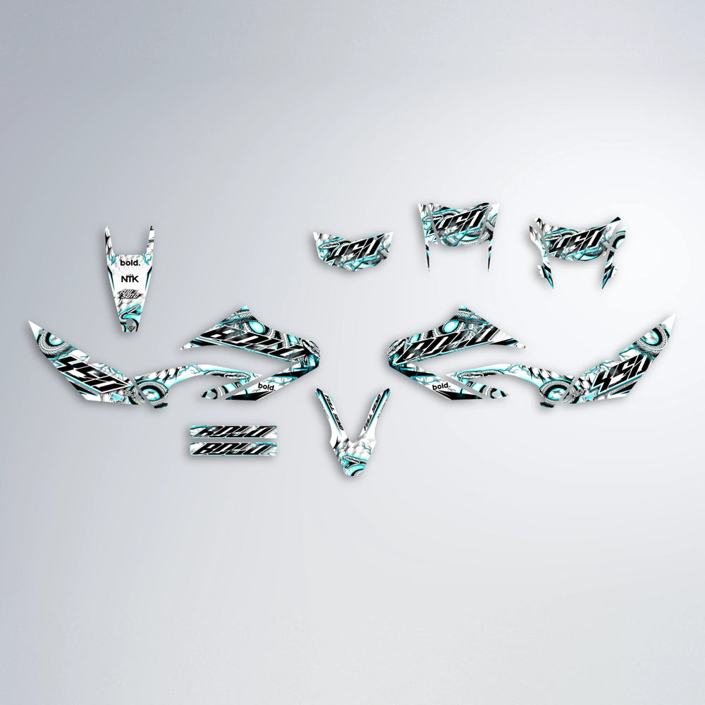 SERPENT Yamaha WR 125X graphics kit parts layout in Teal