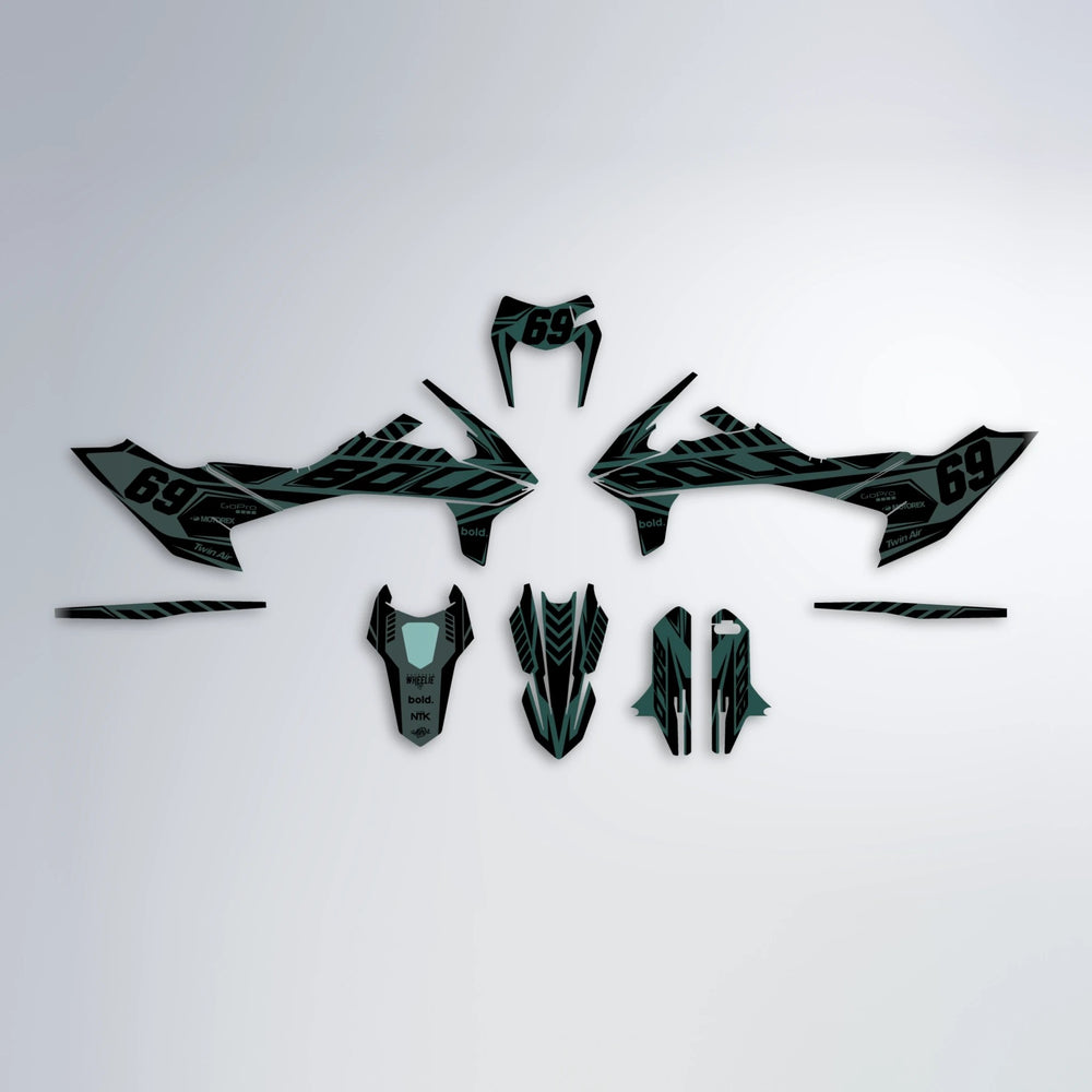 SHADE KTM SMC 690 graphics kit parts layout in Mint
