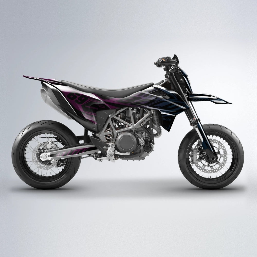 SHADE KTM SMC 690 supermoto graphics kit in Pink & Light Blue
