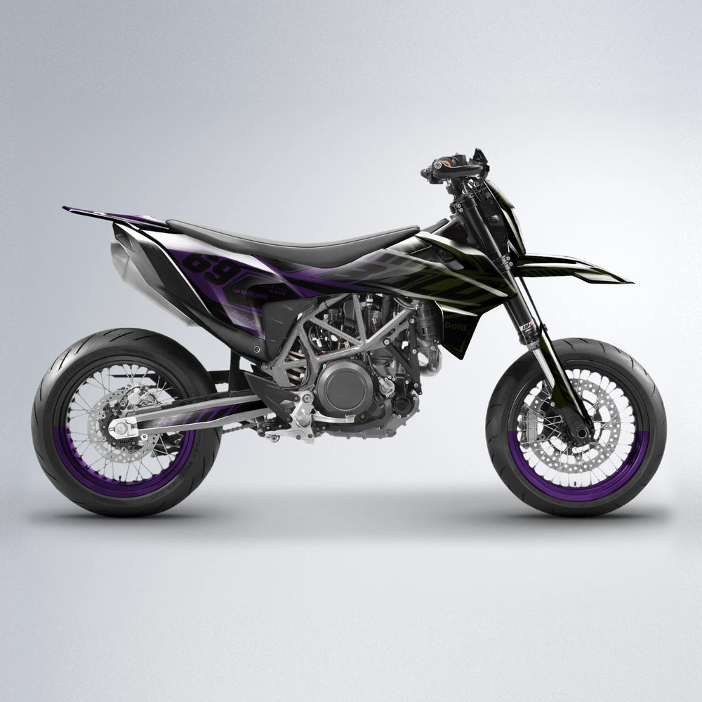 SHADE KTM SMC 690 supermoto graphics kit in Purple & Yellow