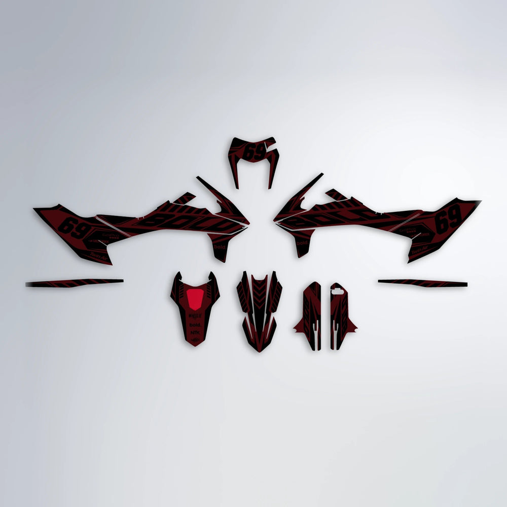 SHADE KTM SMC 690 graphics kit parts layout in Red