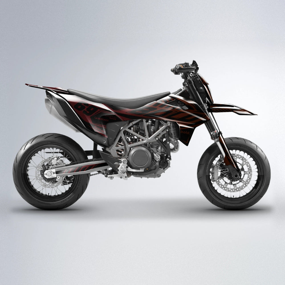 SHADE KTM SMC 690 supermoto graphics kit in Red & Orange