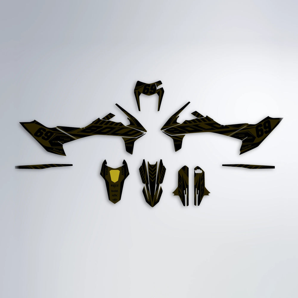 SHADE KTM SMC 690 graphics kit parts layout in Yellow